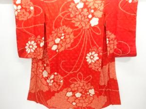 アンティーク　紋錦紗　絞り花薬玉模様長襦袢